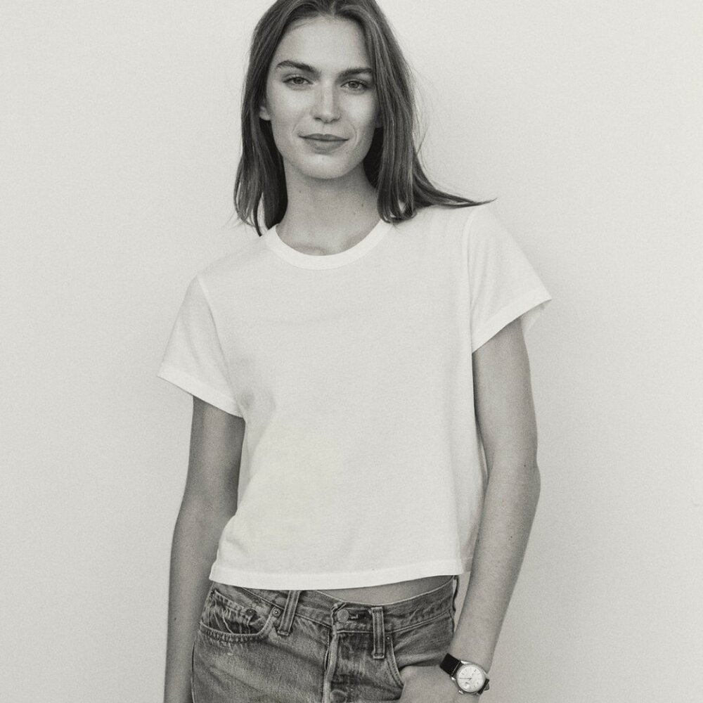 Buck Mason Pima Boxy Crew / White